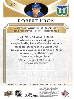 2020-21 SP Signature Edition Legends - Gold Spectrum Foil Autographs #210 Robert Kron Back