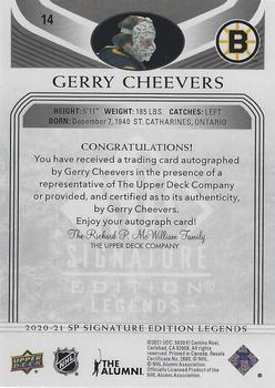 2020-21 SP Signature Edition Legends - Black #14 Gerry Cheevers Back