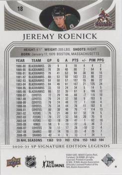 2020-21 SP Signature Edition Legends - Black #18 Jeremy Roenick Back