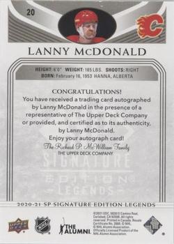 2020-21 SP Signature Edition Legends - Black #20 Lanny McDonald Back