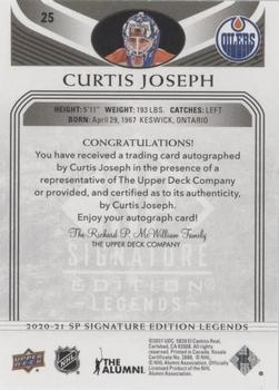 2020-21 SP Signature Edition Legends - Black #25 Curtis Joseph Back