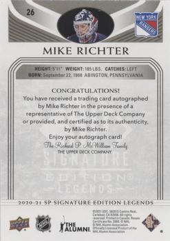 2020-21 SP Signature Edition Legends - Black #26 Mike Richter Back