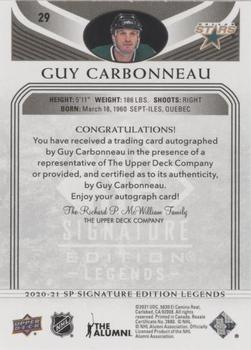 2020-21 SP Signature Edition Legends - Black #29 Guy Carbonneau Back