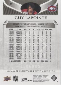 2020-21 SP Signature Edition Legends - Black #37 Guy Lapointe Back