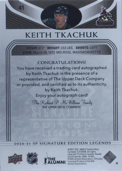 2020-21 SP Signature Edition Legends - Black #41 Keith Tkachuk Back