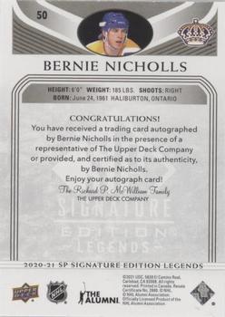2020-21 SP Signature Edition Legends - Black #50 Bernie Nicholls Back