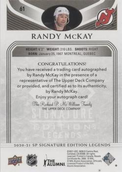 2020-21 SP Signature Edition Legends - Black #61 Randy McKay Back
