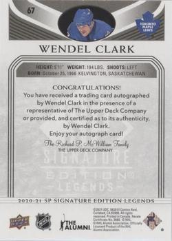2020-21 SP Signature Edition Legends - Black #67 Wendel Clark Back