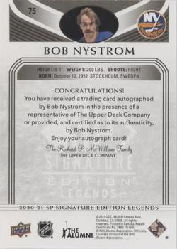 2020-21 SP Signature Edition Legends - Black #75 Bob Nystrom Back
