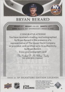 2020-21 SP Signature Edition Legends - Black #79 Bryan Berard Back