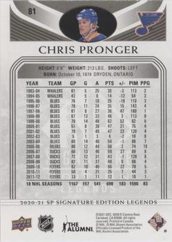 2020-21 SP Signature Edition Legends - Black #81 Chris Pronger Back