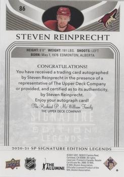 2020-21 SP Signature Edition Legends - Black #86 Steven Reinprecht Back
