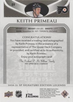 2020-21 SP Signature Edition Legends - Black #89 Keith Primeau Back