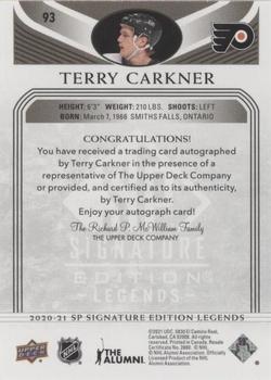 2020-21 SP Signature Edition Legends - Black #93 Terry Carkner Back