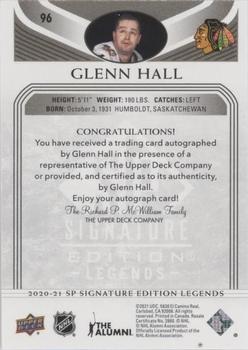 2020-21 SP Signature Edition Legends - Black #96 Glenn Hall Back