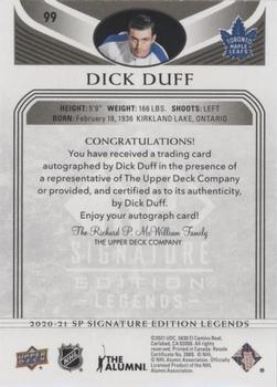 2020-21 SP Signature Edition Legends - Black #99 Dick Duff Back