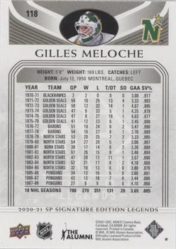 2020-21 SP Signature Edition Legends - Black #118 Gilles Meloche Back
