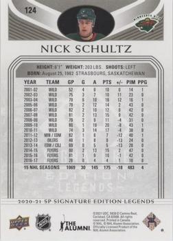 2020-21 SP Signature Edition Legends - Black #124 Nick Schultz Back