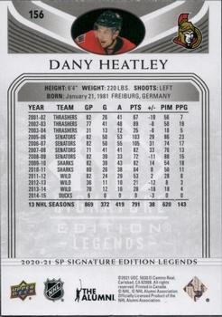2020-21 SP Signature Edition Legends - Black #156 Dany Heatley Back