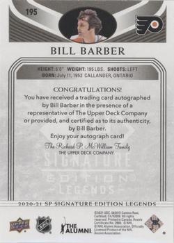 2020-21 SP Signature Edition Legends - Black #195 Bill Barber Back
