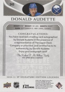 2020-21 SP Signature Edition Legends - Black #245 Donald Audette Back