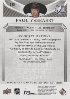 2020-21 SP Signature Edition Legends - Black #255 Paul Ysebaert Back