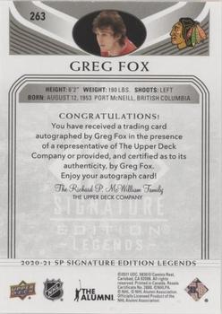 2020-21 SP Signature Edition Legends - Black #263 Greg Fox Back