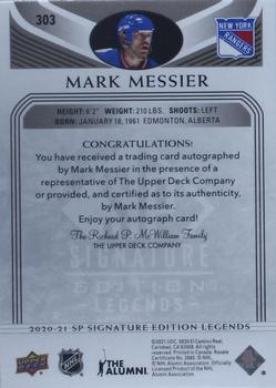 2020-21 SP Signature Edition Legends - Black #303 Mark Messier Back