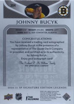 2020-21 SP Signature Edition Legends - Black #304 Johnny Bucyk Back