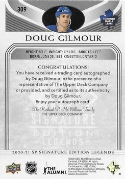 2020-21 SP Signature Edition Legends - Black #309 Doug Gilmour Back