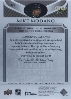 2020-21 SP Signature Edition Legends - Black #322 Mike Modano Back