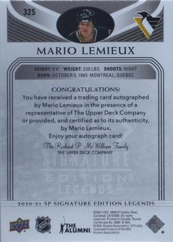2020-21 SP Signature Edition Legends - Black #325 Mario Lemieux Back