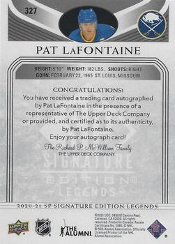 2020-21 SP Signature Edition Legends - Black #327 Pat LaFontaine Back