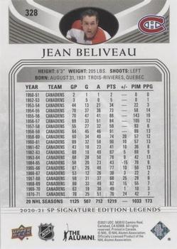 2020-21 SP Signature Edition Legends - Black #328 Jean Beliveau Back