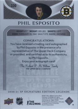 2020-21 SP Signature Edition Legends - Black #330 Phil Esposito Back