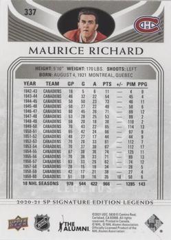 2020-21 SP Signature Edition Legends - Black #337 Maurice Richard Back