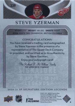 2020-21 SP Signature Edition Legends - Black #339 Steve Yzerman Back