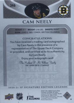 2020-21 SP Signature Edition Legends - Black #346 Cam Neely Back