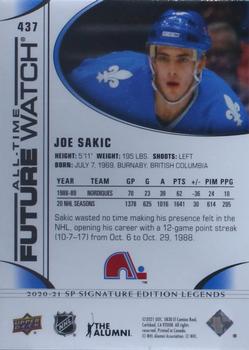 2020-21 SP Signature Edition Legends - Black #437 Joe Sakic Back