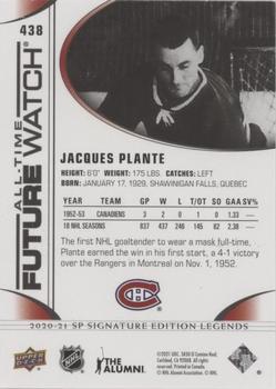 2020-21 SP Signature Edition Legends - Black #438 Jacques Plante Back