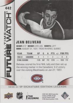 2020-21 SP Signature Edition Legends - Black #442 Jean Beliveau Back