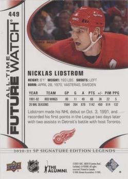 2020-21 SP Signature Edition Legends - Black #449 Nicklas Lidstrom Back