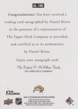 2020-21 SP Signature Edition Legends - 1997 Ultimate Legends The Alumni Signatures #AL-186 Daniel Briere Back