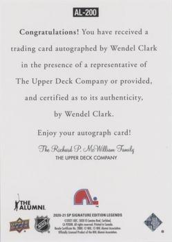 2020-21 SP Signature Edition Legends - 1997 Ultimate Legends The Alumni Signatures #AL-200 Wendel Clark Back
