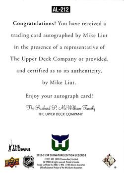 2020-21 SP Signature Edition Legends - 1997 Ultimate Legends The Alumni Signatures #AL-212 Mike Liut Back