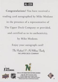 2020-21 SP Signature Edition Legends - 1997 Ultimate Legends The Alumni Signatures #AL-228 Mike Modano Back