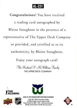 2020-21 SP Signature Edition Legends - 1997 Ultimate Legends The Alumni Signatures #AL-231 Blaine Stoughton Back