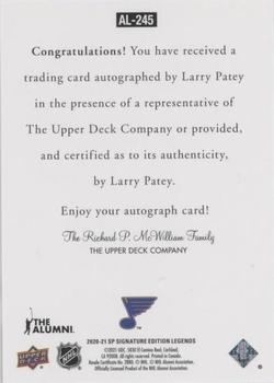 2020-21 SP Signature Edition Legends - 1997 Ultimate Legends The Alumni Signatures #AL-245 Larry Patey Back