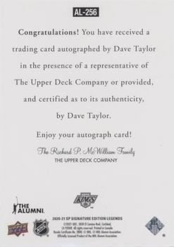 2020-21 SP Signature Edition Legends - 1997 Ultimate Legends The Alumni Signatures #AL-256 Dave Taylor Back