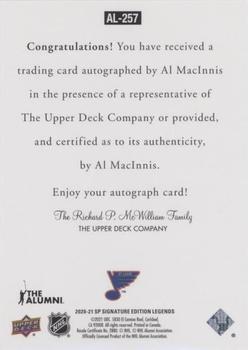 2020-21 SP Signature Edition Legends - 1997 Ultimate Legends The Alumni Signatures #AL-257 Al MacInnis Back